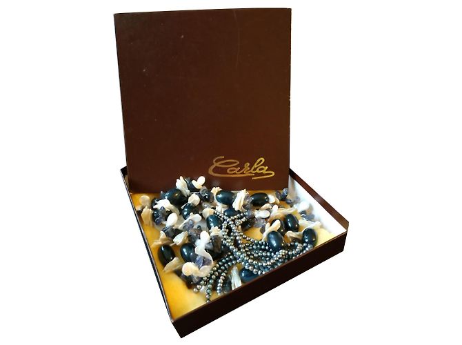 Autre Marque Colar de amarrar CARLA com pérolas branco e cinza