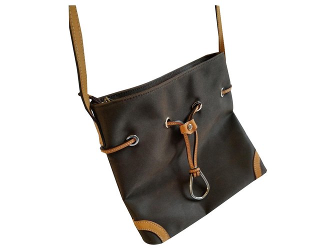 Autre Marque Handbags Brown Leather Cloth  ref.170647