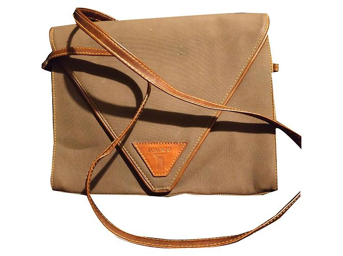 Autre Marque Bolsa Lorenzo de couro e tecido marrom