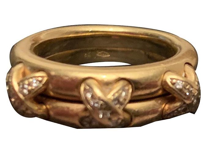 Chaumet 3 Diamantschliff Link Ring Gelbgold Größe 51 Golden