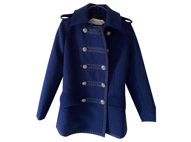 John Galliano Sehr schöne Jacke einfach anzuziehen Blau Wolle  ref.170705