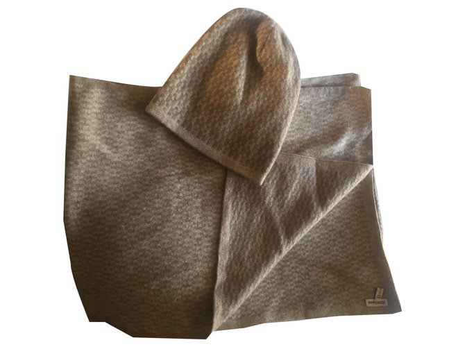 Hermès lined sided scarf Beige Cashmere  ref.170709
