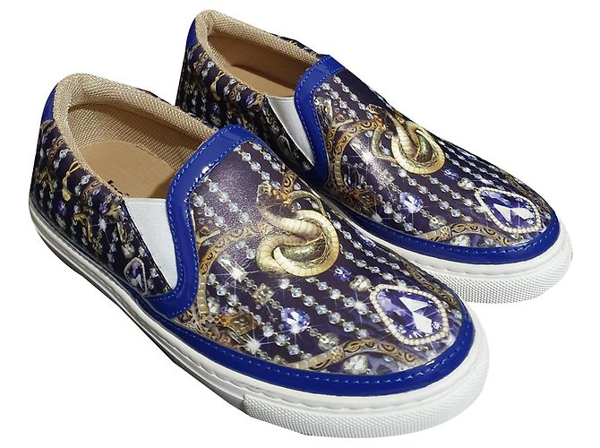 Just Cavalli Sneaker Blau Leder Mehrfarben