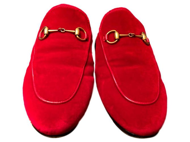 Gucci Sapatilhas de ballet Vermelho Veludo  ref.170720