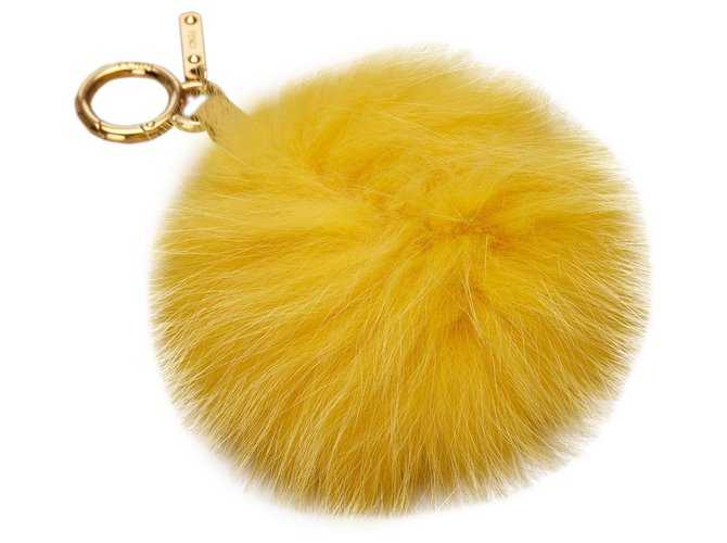 Fendi Yellow Fur Pom-Pom Key Chain  ref.170750