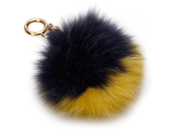 Fendi Black Fur Pom-Pom Key Chain  ref.170776