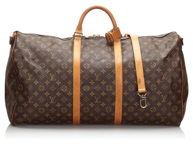 Louis Vuitton Brown Monogram Keepall Bandouliere 60 Leather Cloth  ref.170804