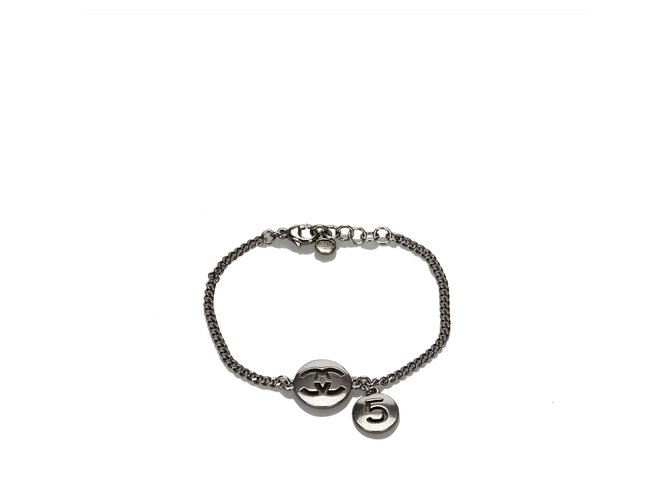 Chanel Silver CC Number 5 Metal Bracelet Silvery  ref.170825