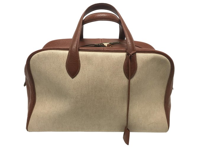 Hermès Victoria 45 Toile Beige  ref.170919