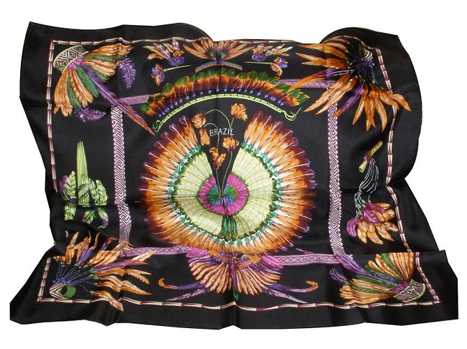 Hermès Seidentuch Brasil 90 cm Laurence Bourthoumieux Schwarz
