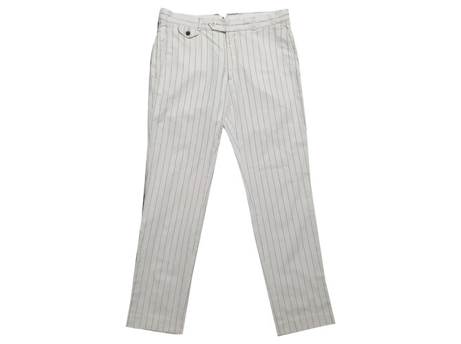 Polo Ralph Lauren Pantaloni Bianco Blu Cotone Lana  ref.171012