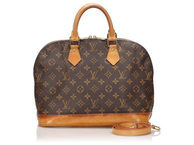 Louis Vuitton Brown Monogram Alma PM with Strap Leather Cloth  ref.171027