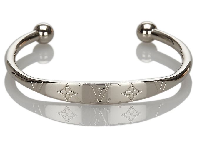 Louis Vuitton Silver Monogram Jonc Bangle Plata