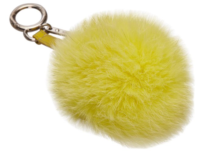 Fendi Yellow Fur Pom-Pom Key Chain  ref.171065