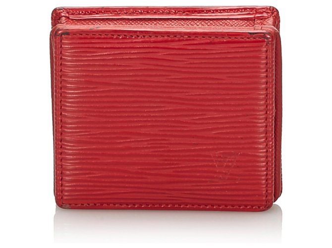 Louis Vuitton Red Epi Porte Monnaie Boite Coin Case Cuir Rouge  ref.171087