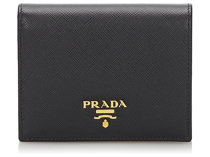 Prada Black Saffiano Leather Bi-fold Wallet  ref.171095
