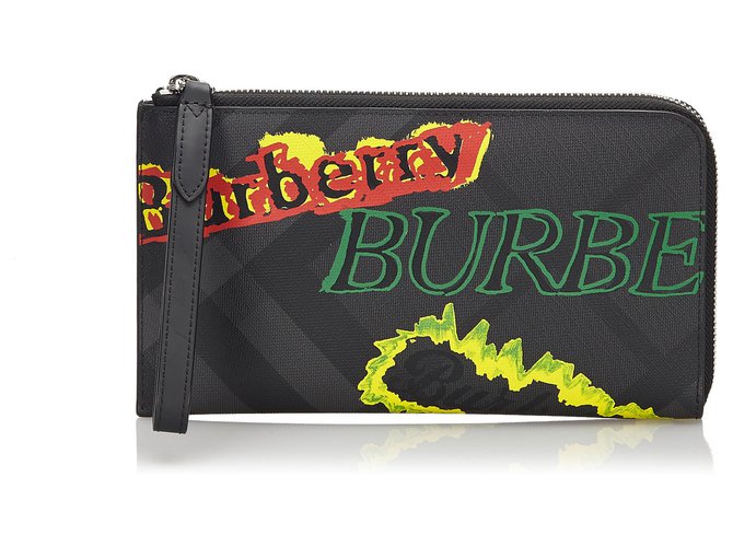 Portefeuille Burberry Multi Leather Graffiti Cuir Noir Multicolore  ref.171099