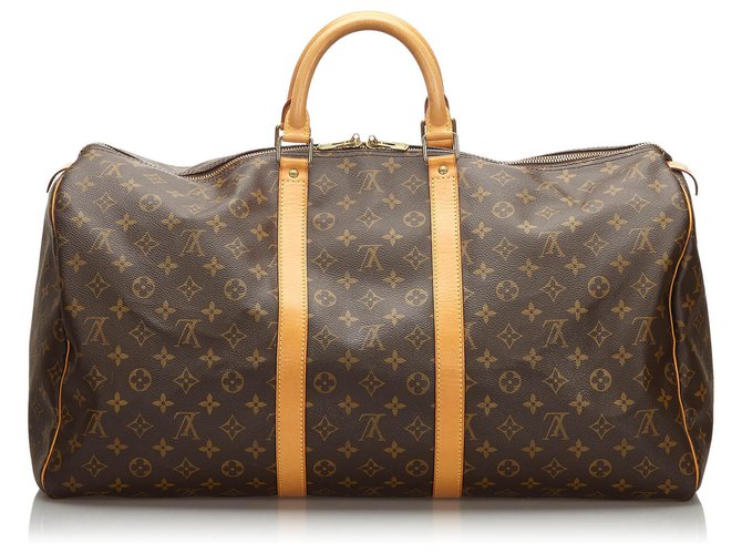 Louis Vuitton Brown Monogram Keepall 55 Leather Cloth  ref.171100