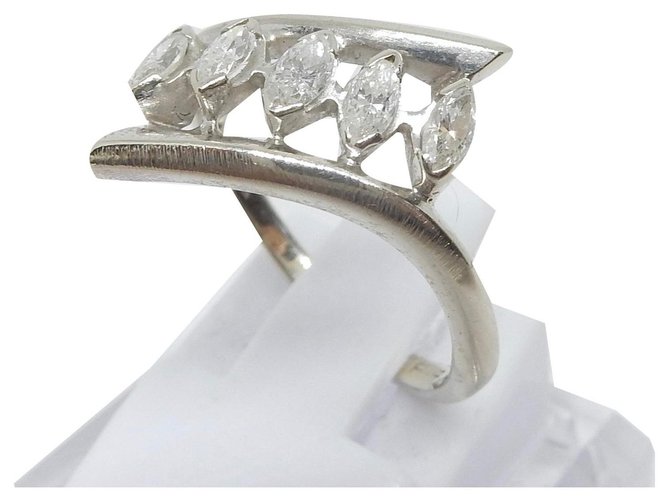 Autre Marque anillo 5 diamantes marquesa en oro blanco Plata  ref.171142