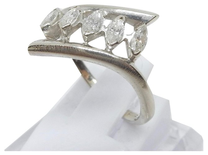 Autre Marque Ring 5 Marquise Diamanten in Weißgold Silber  ref.171142