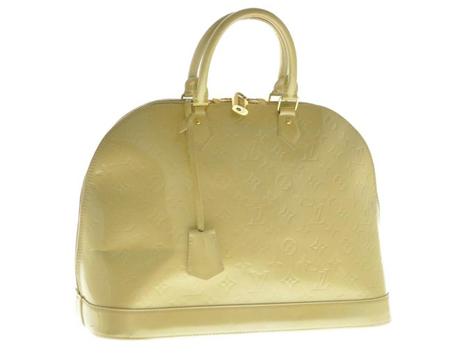 Louis Vuitton Monogram Alma Hand Bag Beige Patent leather  ref.171148