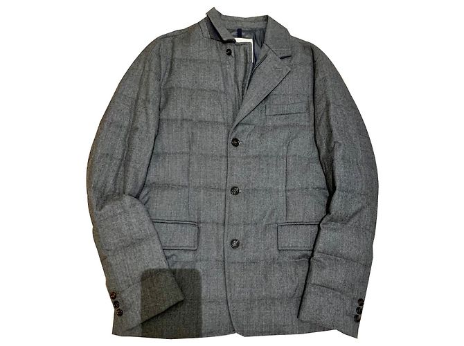 Moncler Grey Wool Jacket Coat Men L