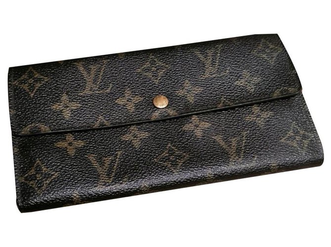 Louis Vuitton Beautiful vintage vuitton wallet Brown Leather Cloth  ref.171195
