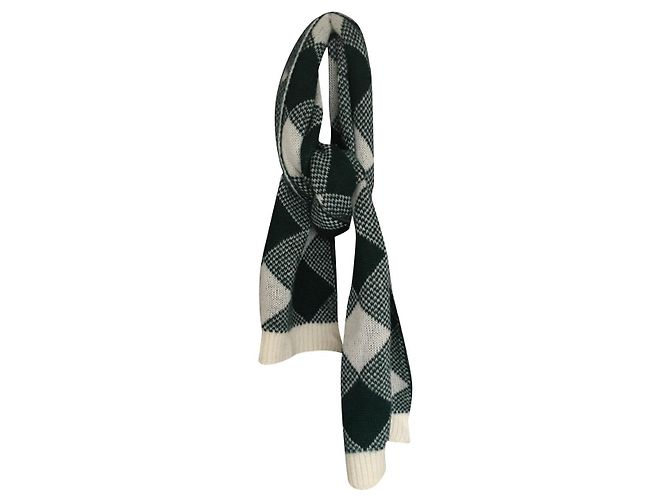 Cachecol Sandro de mohair bege e verde escuro