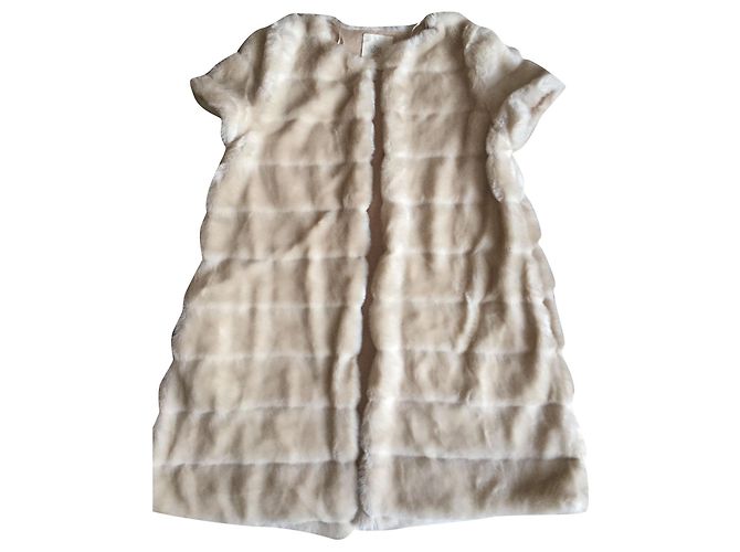 Zara Kunstpelz Weste beige