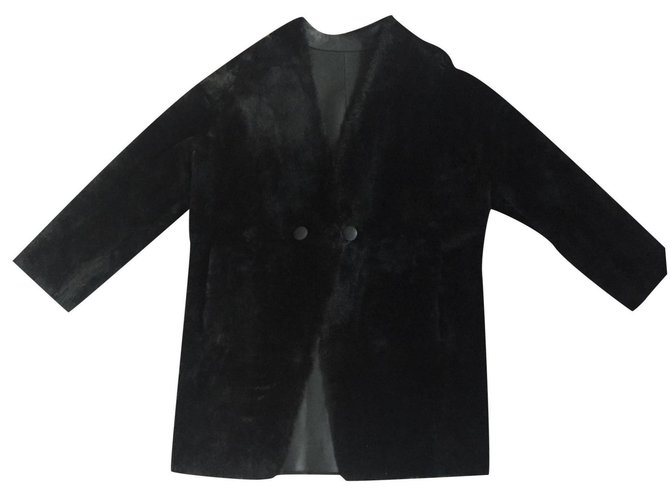 Autre Marque THE RUF - Abrigo reversible de piel de oveja Negro Piel de cordero  ref.171253
