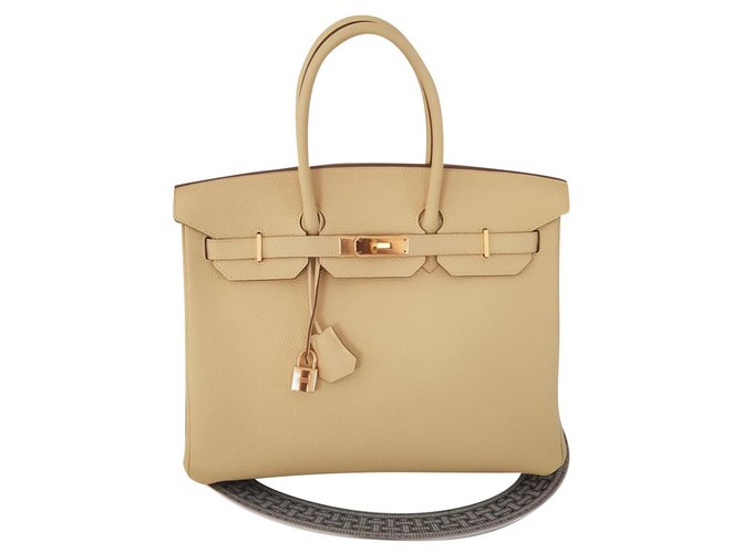 Hermès HERMES BIRKIN 35 Jaune Poussin Amarillo Cuero  ref.171255