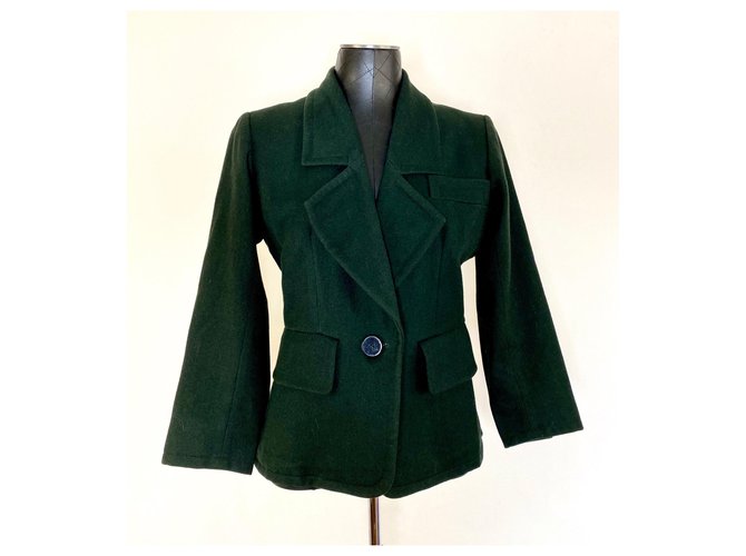 Yves Saint Laurent wool blazer jacket Dark green  ref.171292