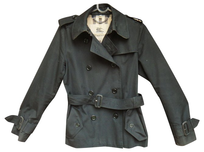 trench Burberry taille 38 Coton Polyester Noir  ref.171294