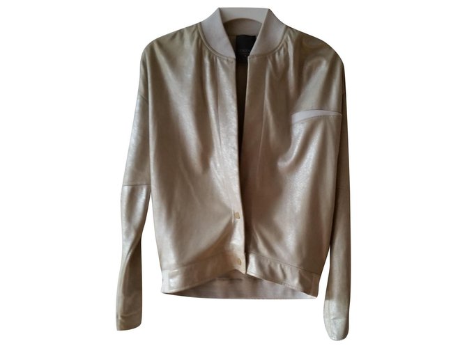 LORENA ANTONIAZZI LEATHER BOMBER JACKET Cream  ref.171304