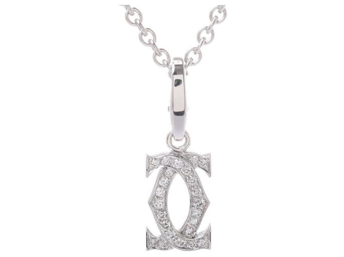 Cartier 2C Charm Necklace Plata Plata  ref.171320