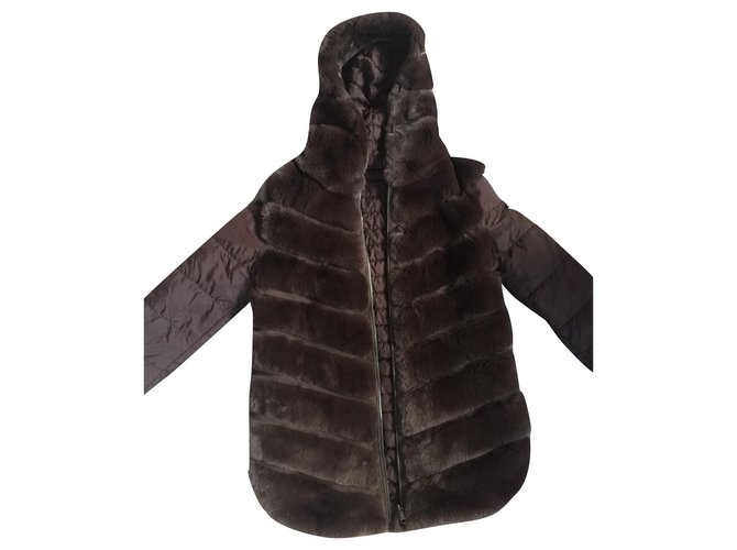 Autre Marque The RUF - Reversible Rex &Puffer Brown Hooded  coat Fur  ref.171328