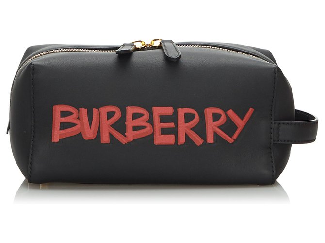 Burberry Black Leather Graffiti Clutch Bag  ref.171356