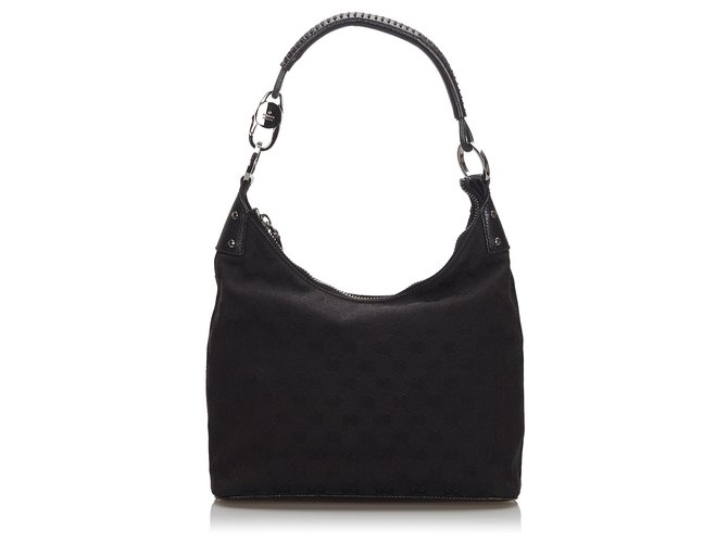 Gucci Black GG Canvas Shoulder Bag Leather Cloth Cloth  ref.171377
