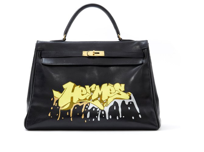 Hermès Kelly 35 BLACK GRAFF KONGO Leather  ref.171472