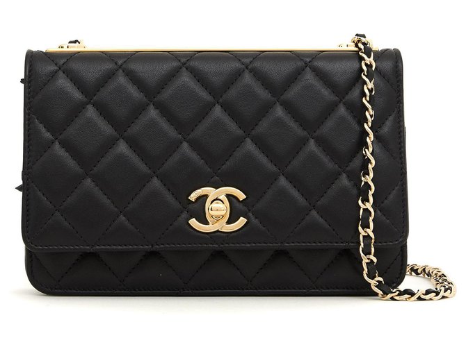 Wallet On Chain Chanel WOC BLACK 2019 PRISTINE Leather ref.171476 - Joli  Closet