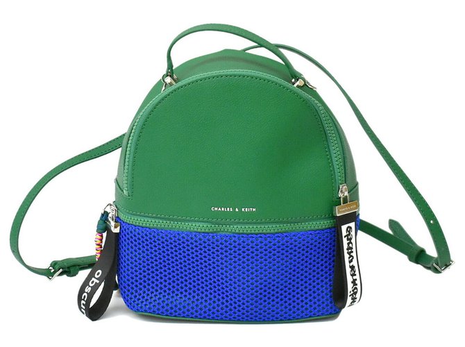 Autre Marque Charles & Keith Backpack Green Leather  ref.171540