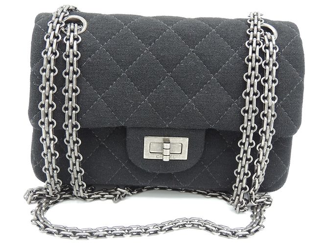Chanel mini 2.55 Nero Panno