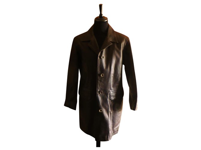 Autre Marque MARLBORO CLASSICS coat size L very good condition Dark brown Leather  ref.171568