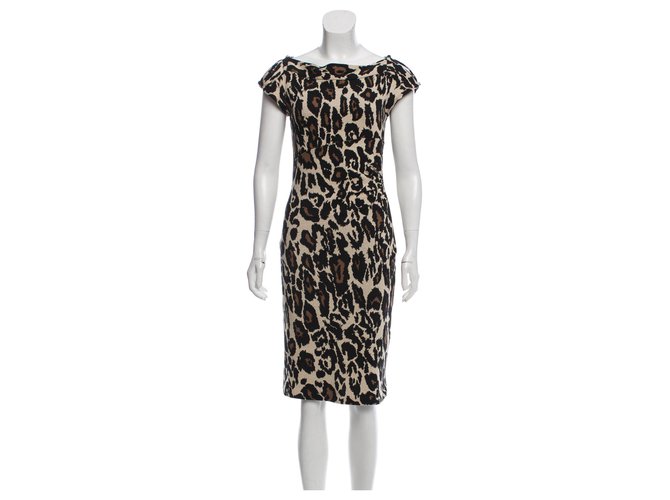 Diane Von Furstenberg Vestido vintage de jersey de algodón Estampado de leopardo  ref.171573
