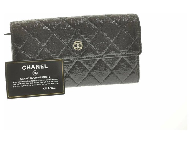 Carteira de couro Chanel Preto  ref.171607