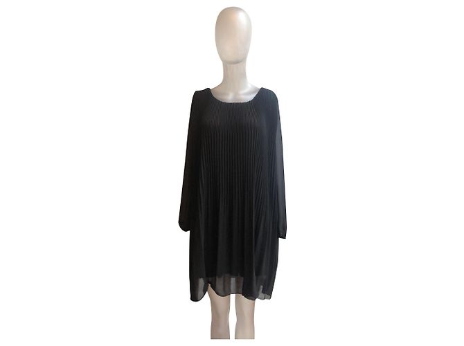 Autre Marque J&L Plissiertes Fließendes Kleid Schwarz