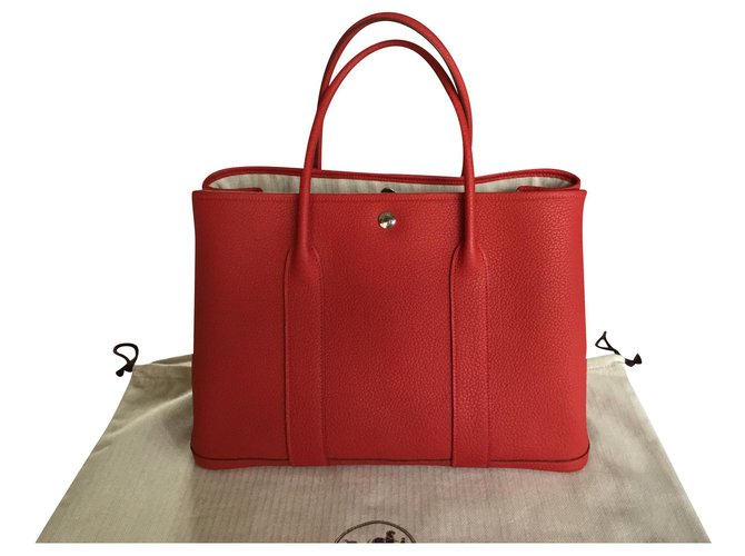 Hermès GARDEN PARTY 30 Red Leather ref.25738 - Joli Closet