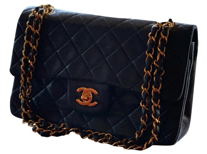 Chanel Timeless clutch Dark red Navy blue Leather  ref.171687