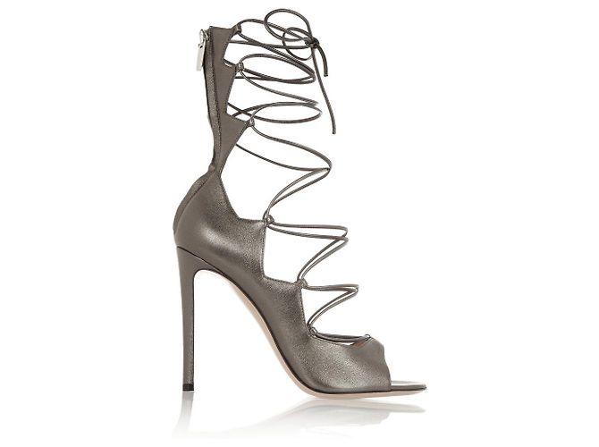 Gianvito Rossi Sandali con tacco Pop Piombe Gladiator Argento Grigio Metallico