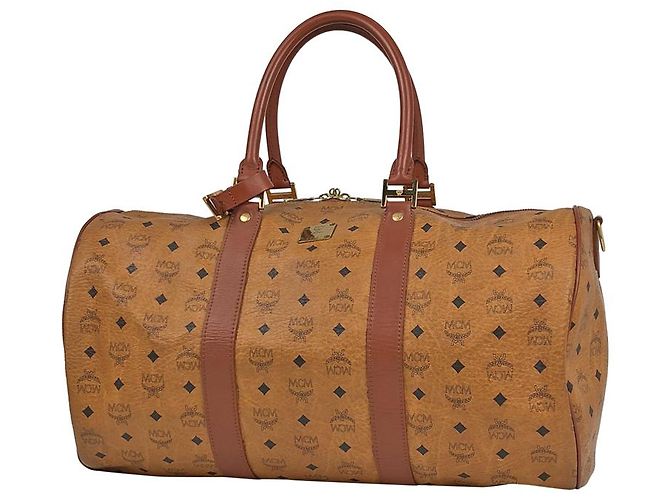 Bolsa Weekender MCM Visetos Monogram Caramel Caramelo